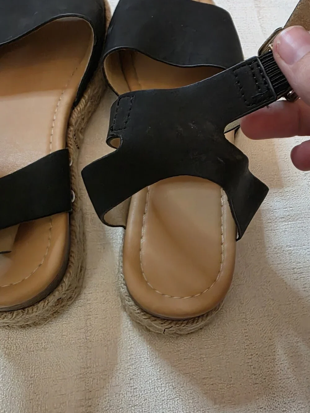 Black Espadrille Platform Sandals Ankle Strap Size 8